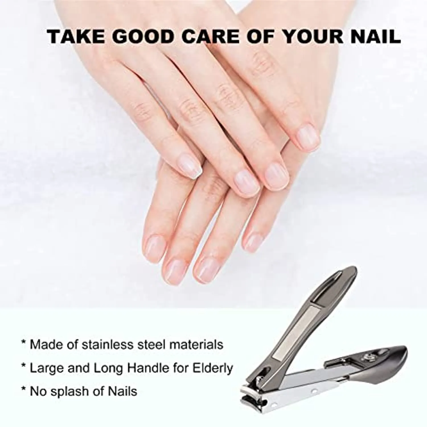 Eneteck Nail Clippers with Catcher, Fingernail Clippers for Women Men, Anti Splash Toe Nail Clippers with Catcher Fingernail Cutter Nail Trimmer