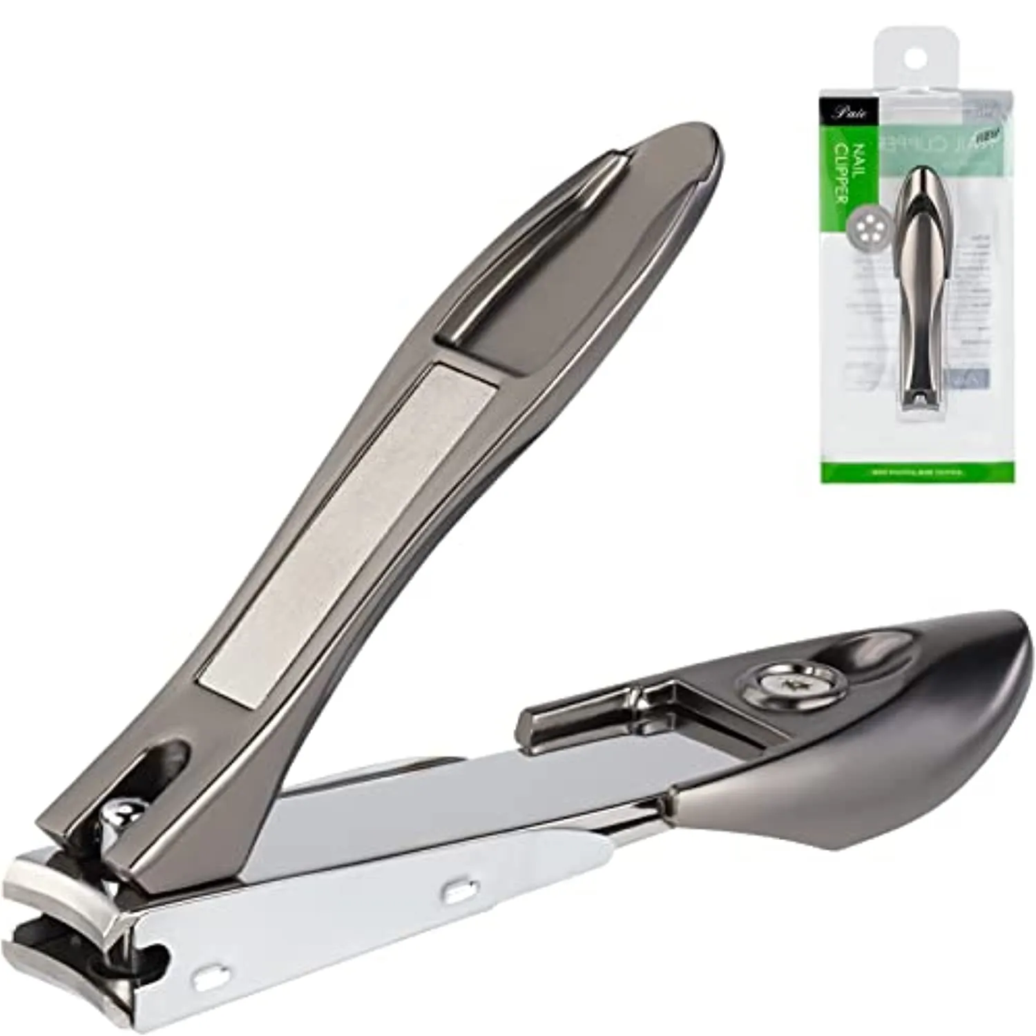 Eneteck Nail Clippers with Catcher, Fingernail Clippers for Women Men, Anti Splash Toe Nail Clippers with Catcher Fingernail Cutter Nail Trimmer