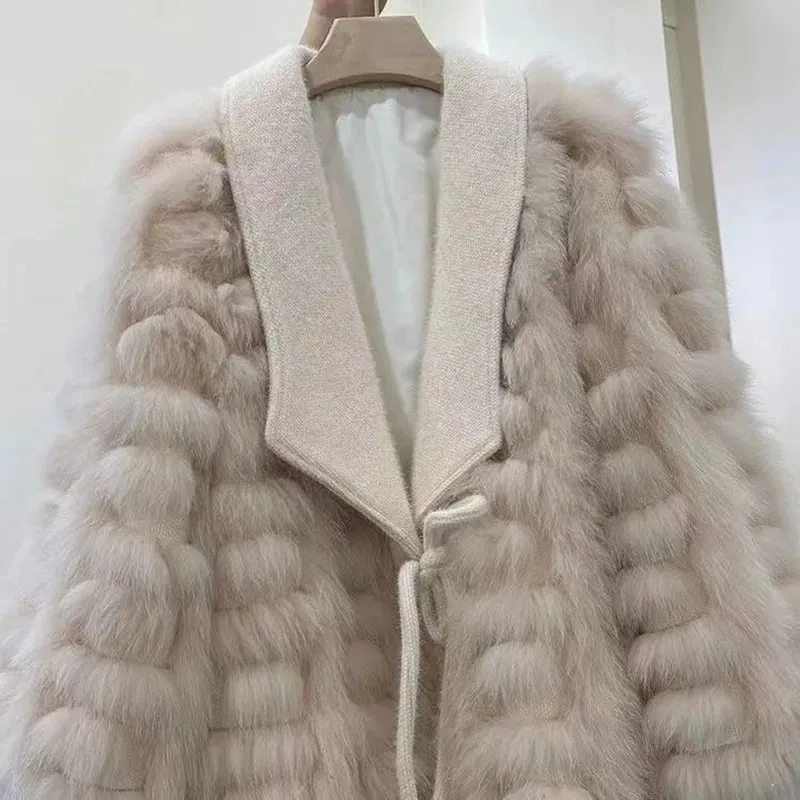 Faux Fur Long Sleeve Lace-Up Jackets