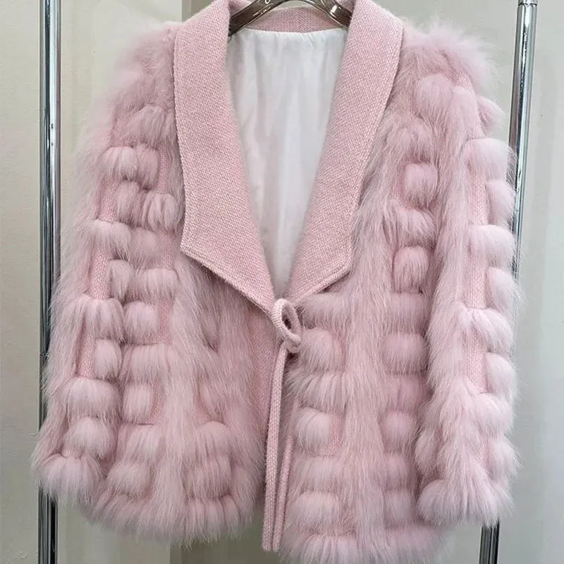 Faux Fur Long Sleeve Lace-Up Jackets