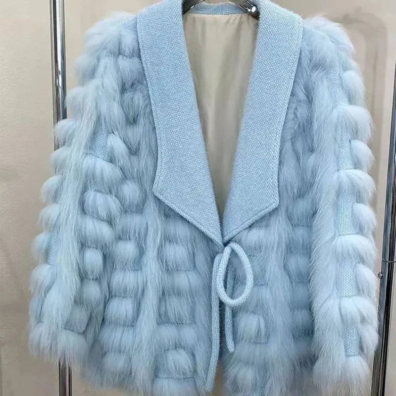 Faux Fur Long Sleeve Lace-Up Jackets