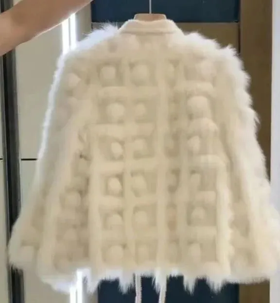 Faux Fur Long Sleeve Lace-Up Jackets
