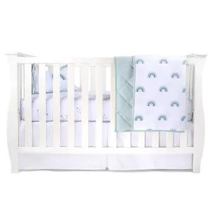 Four Piece Baby Crib Set - Blue Rainbow