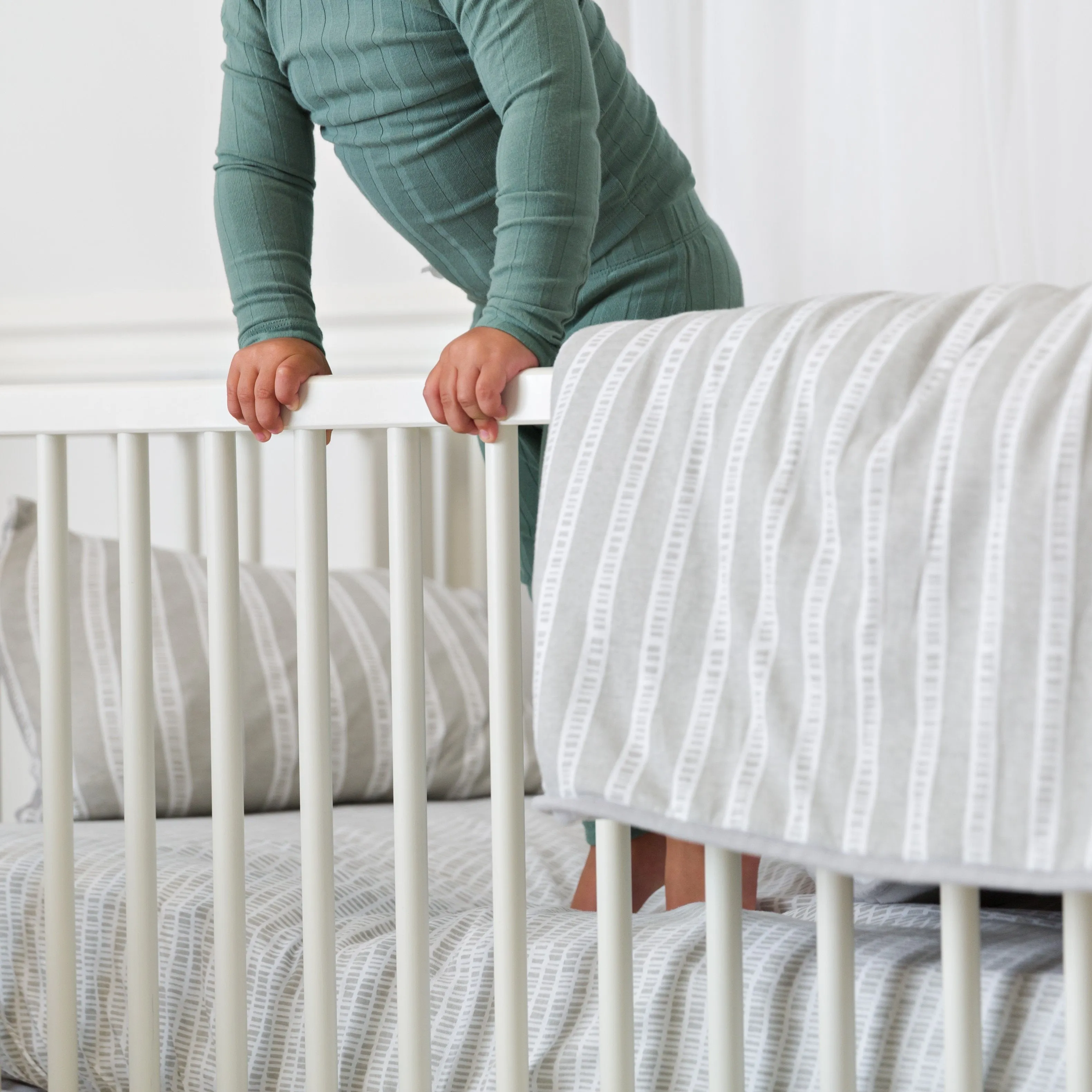 Four Piece Baby Crib Set - Grey Bamboo