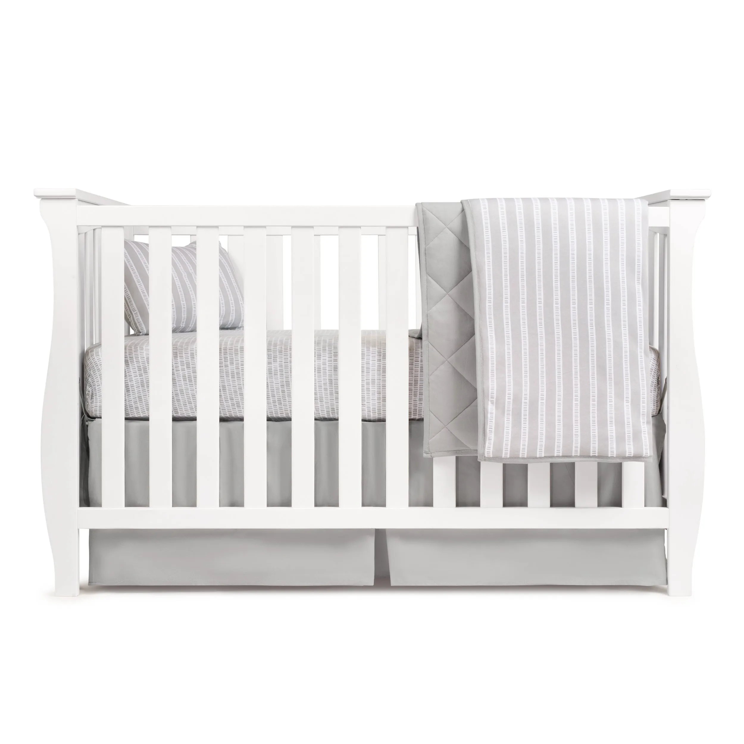 Four Piece Baby Crib Set - Grey Bamboo