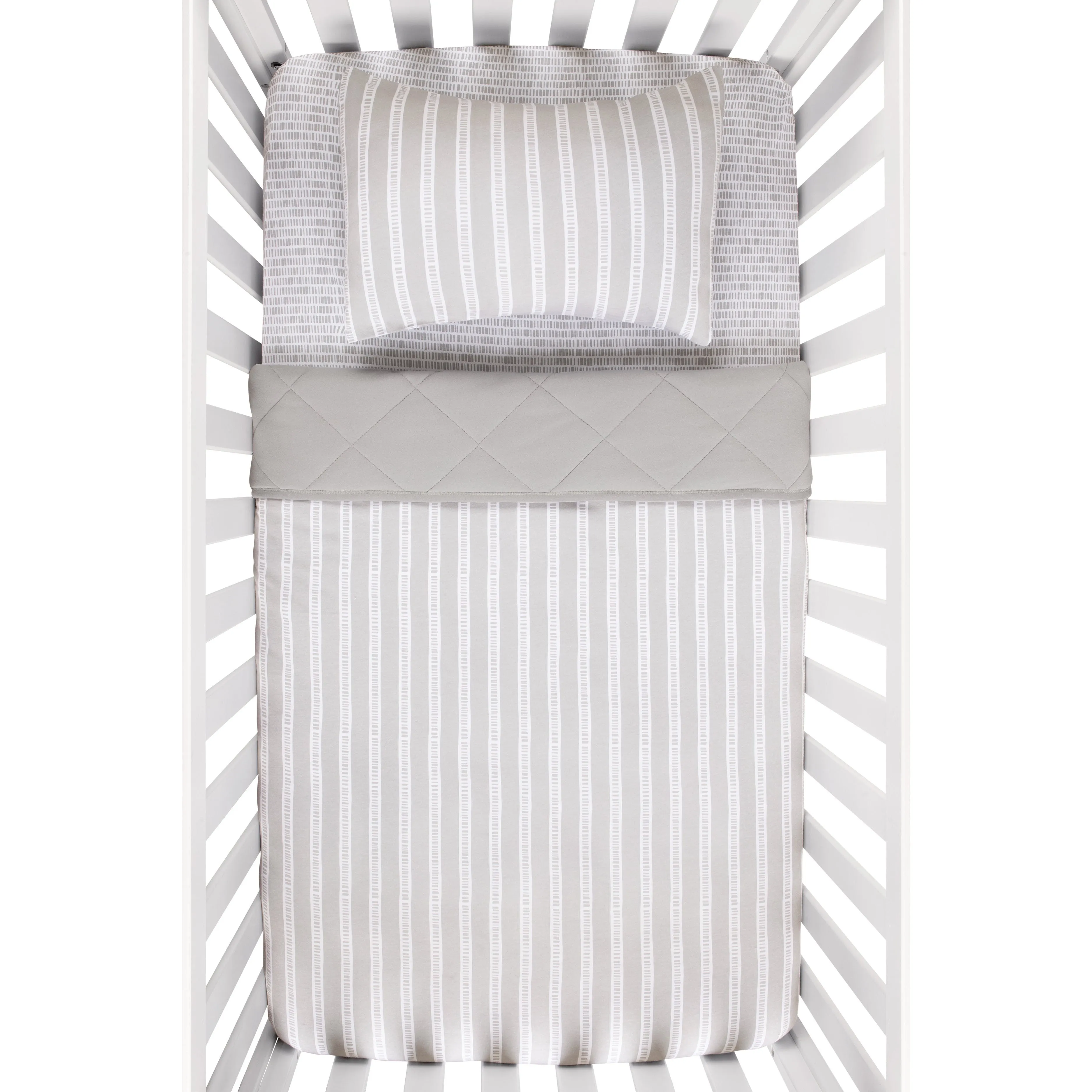 Four Piece Baby Crib Set - Grey Bamboo