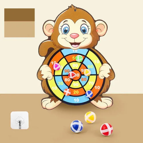 Fun Animal Sticky Ball Dart Board Game - Indoor and Outdoor Toys for Kids Ages 3-12