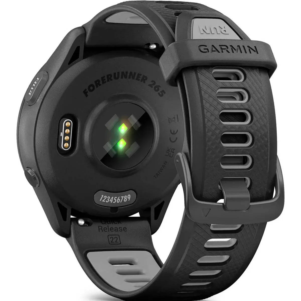 GARMIN Forerunner 265 – Smartwatch - Black Bezel and Case with Black/Powder Gray Silicone Band OPEN BOX