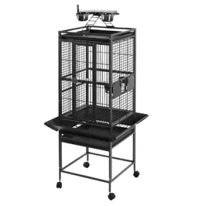 HARI Playtop Parrot Cage - Silver Antique Black - 46 L x 46 W x 142 H cm (18 in x 18 in x 56 in)