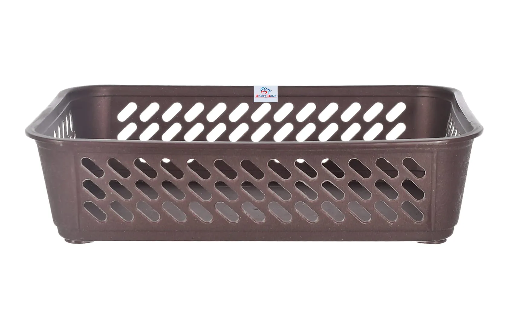 Heart Home Multipurposes Super Tidy Plastic Basket|Organizer for Kitchen|Countertops|Cabinets|Bathrooms|Pack of 2 (Grey & Brown) -46KHH0280