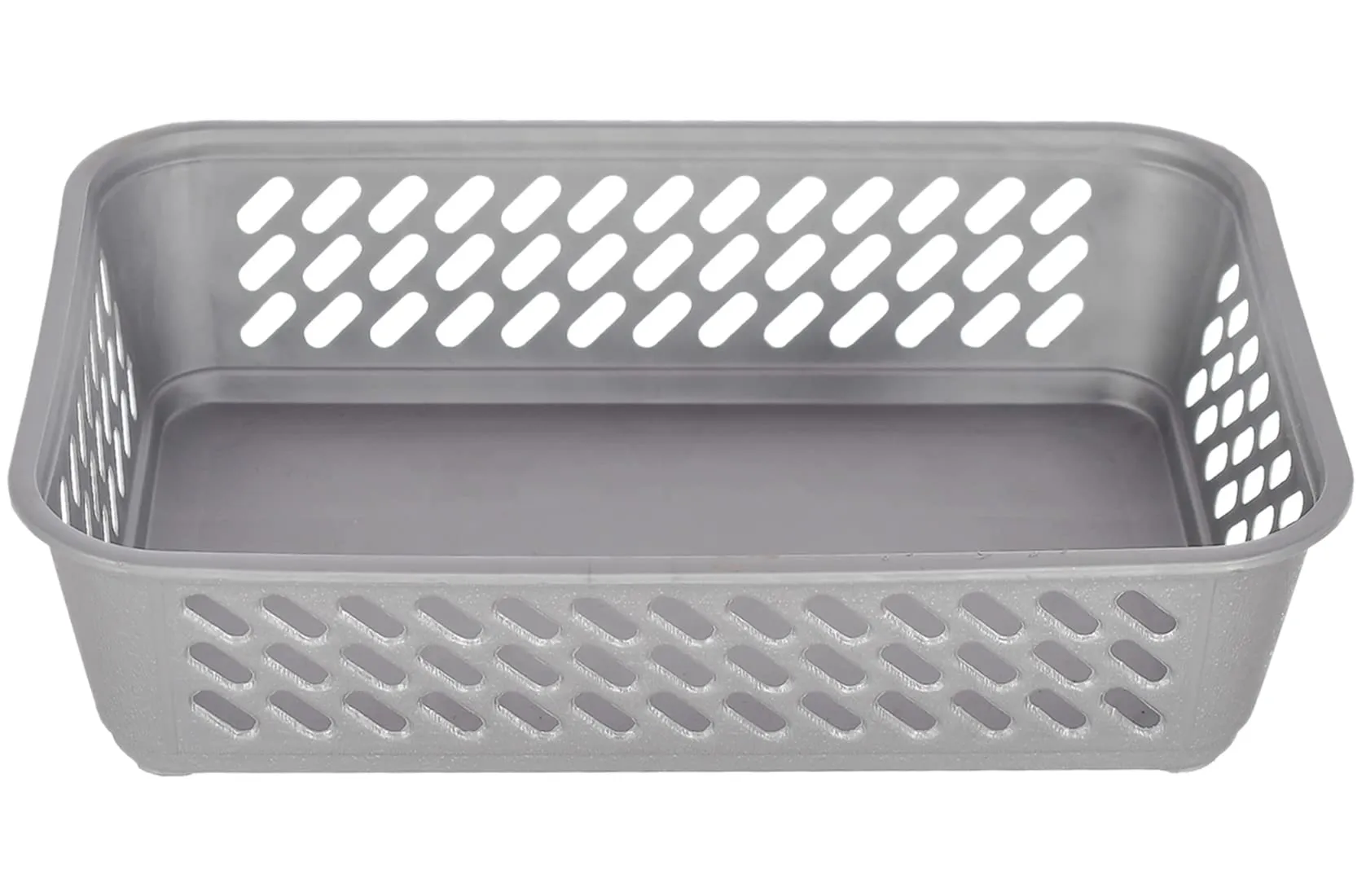 Heart Home Multipurposes Super Tidy Plastic Basket|Organizer for Kitchen|Countertops|Cabinets|Bathrooms|Pack of 2 (Grey & Brown) -46KHH0280