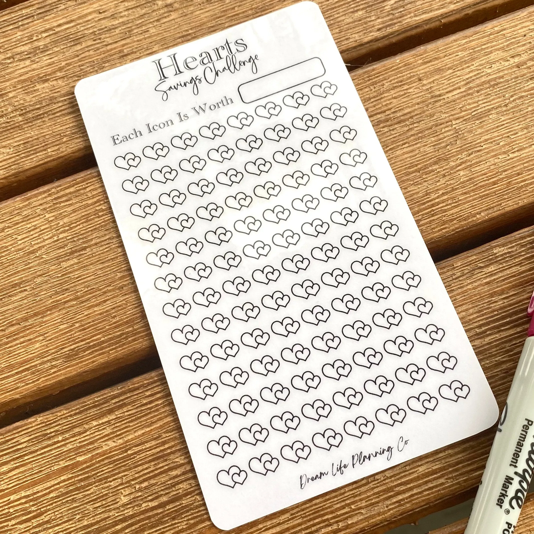 Hearts Savings Challenge Cards