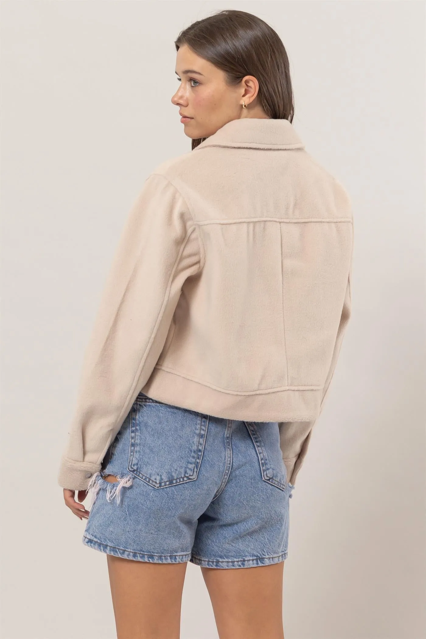 HF25A868-Wool-Like Brushed Short Jacket