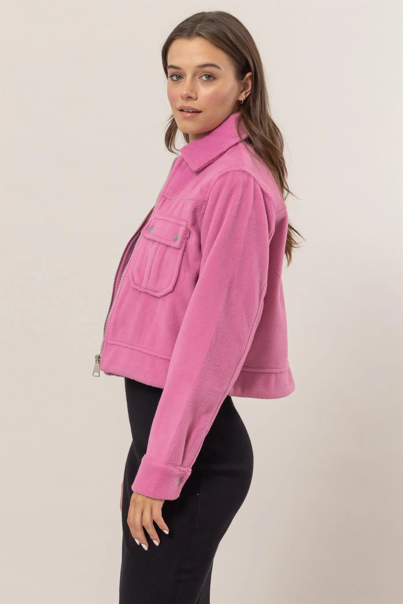 HF25A868-Wool-Like Brushed Short Jacket