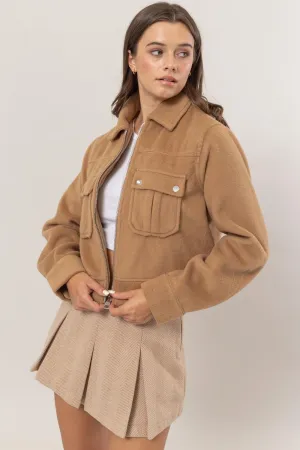 HF25A868-Wool-Like Brushed Short Jacket
