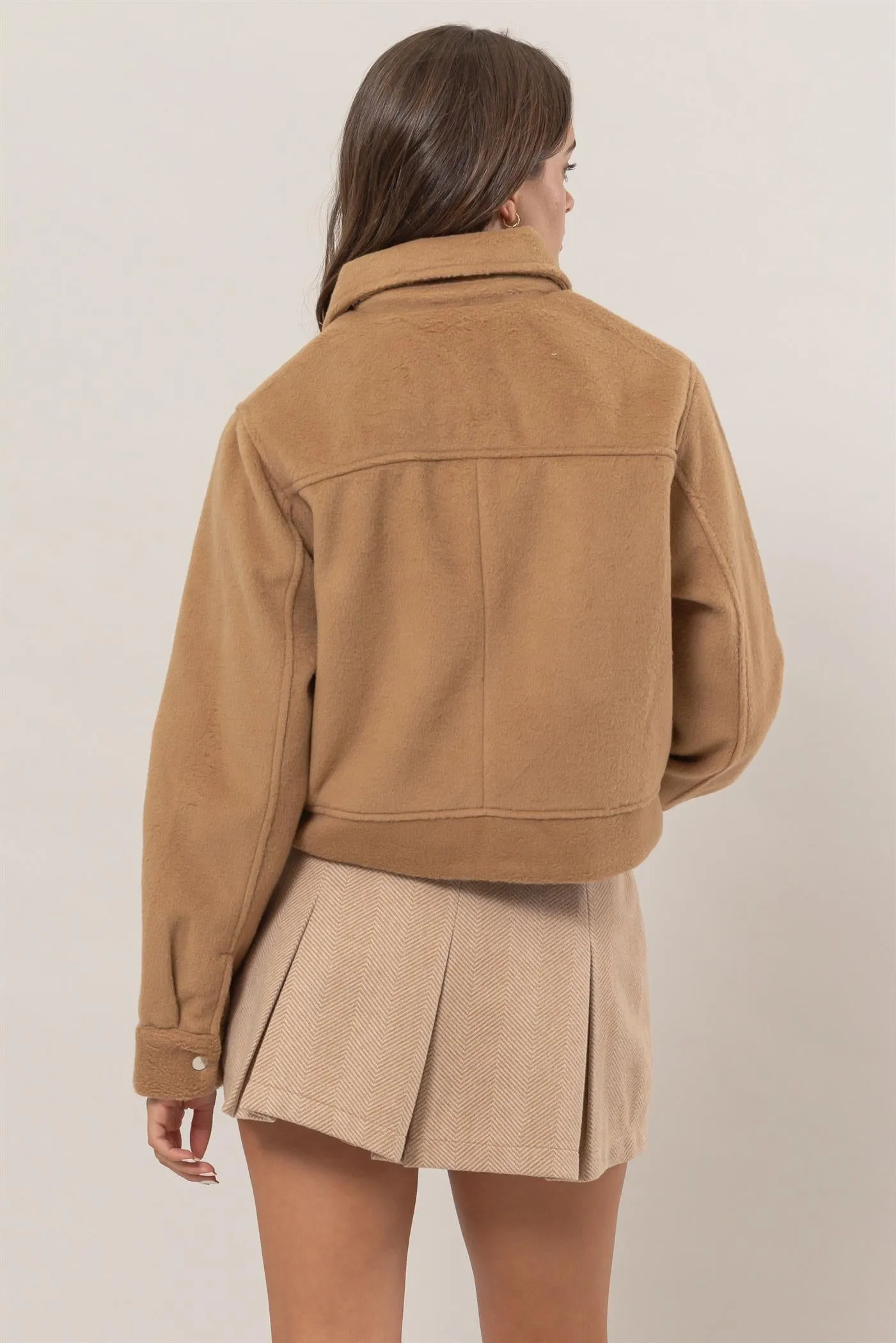 HF25A868-Wool-Like Brushed Short Jacket