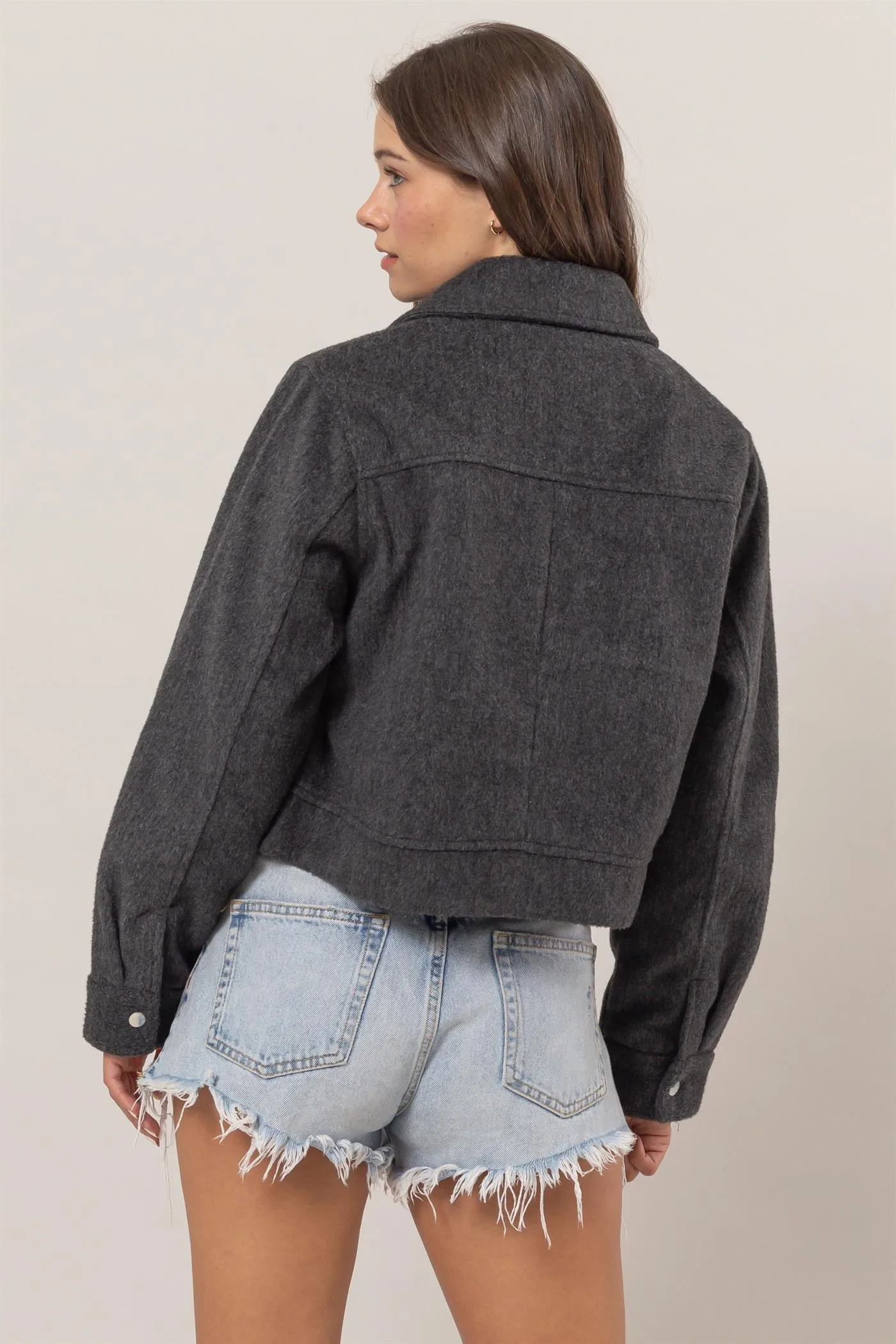 HF25A868-Wool-Like Brushed Short Jacket