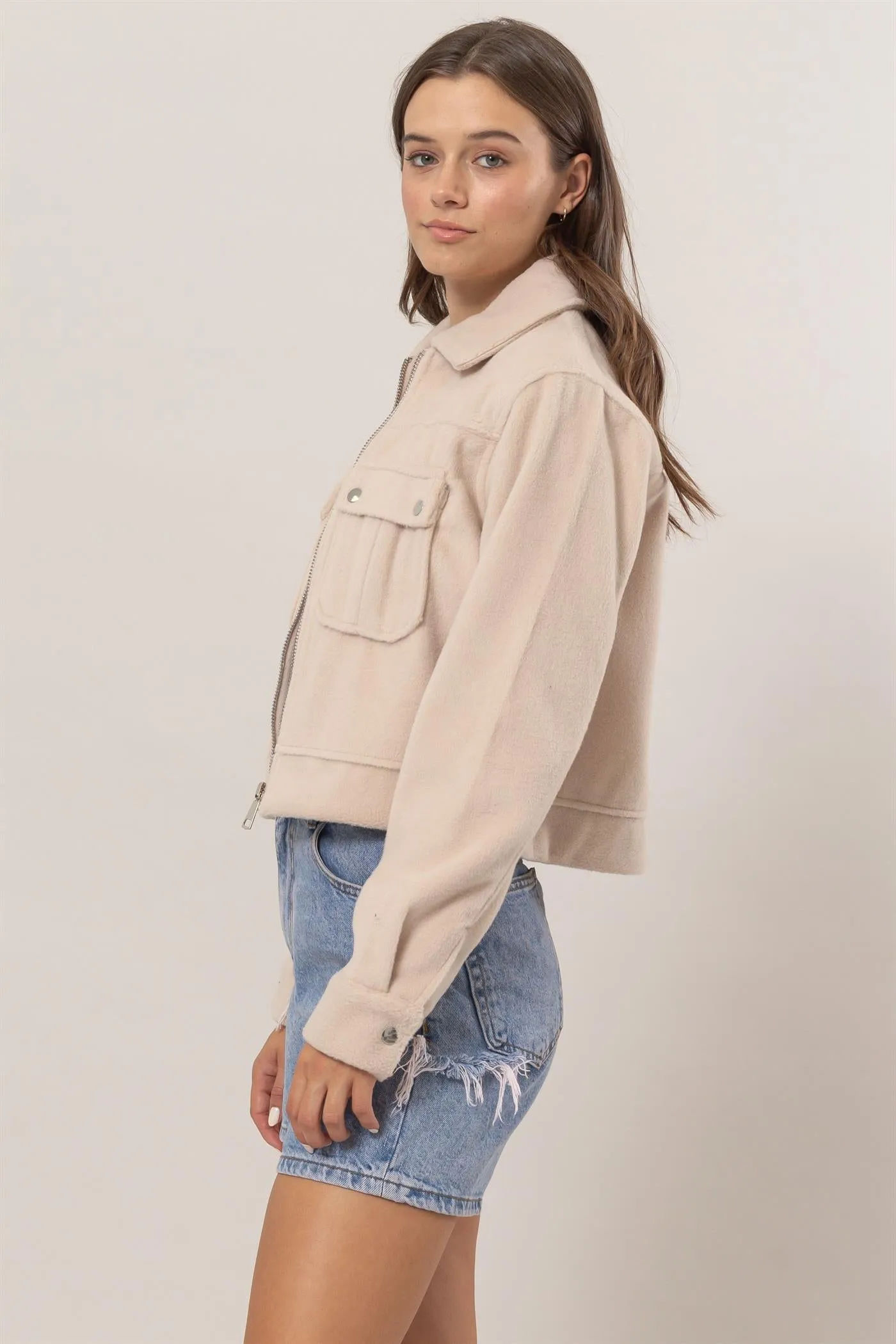 HF25A868-Wool-Like Brushed Short Jacket