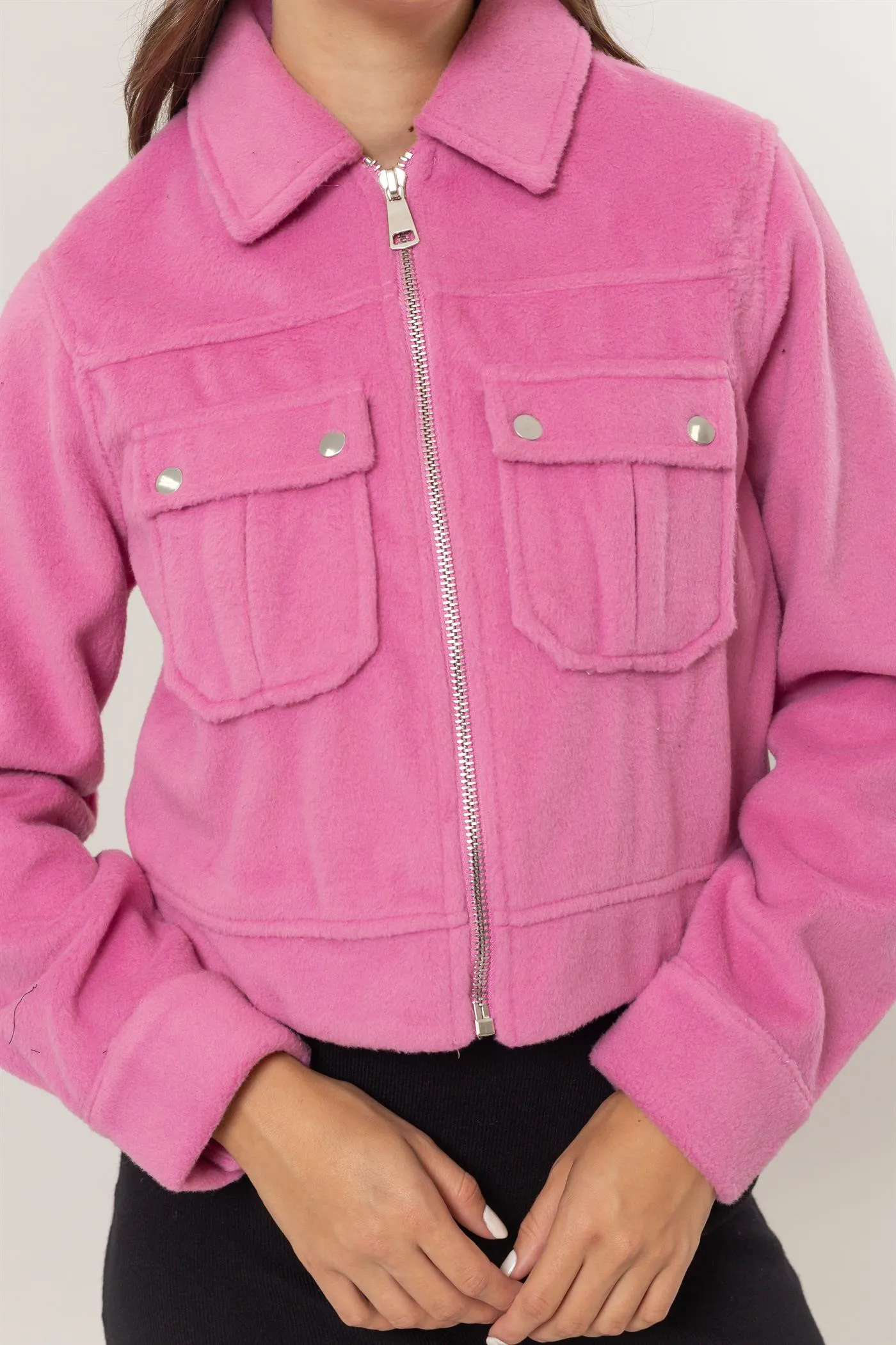 HF25A868-Wool-Like Brushed Short Jacket