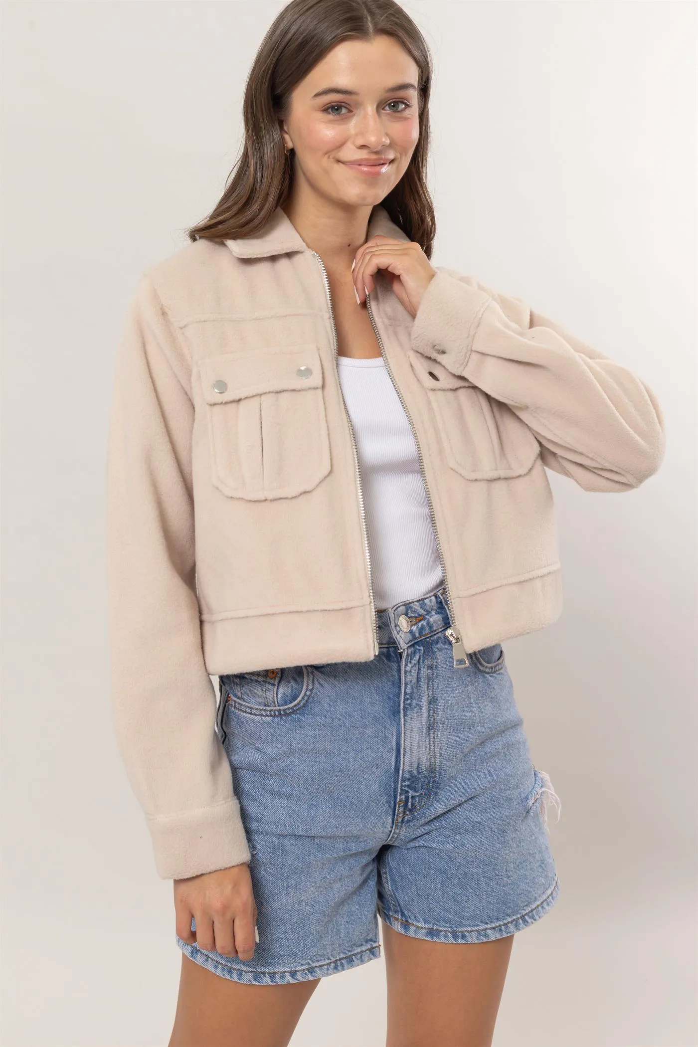 HF25A868-Wool-Like Brushed Short Jacket