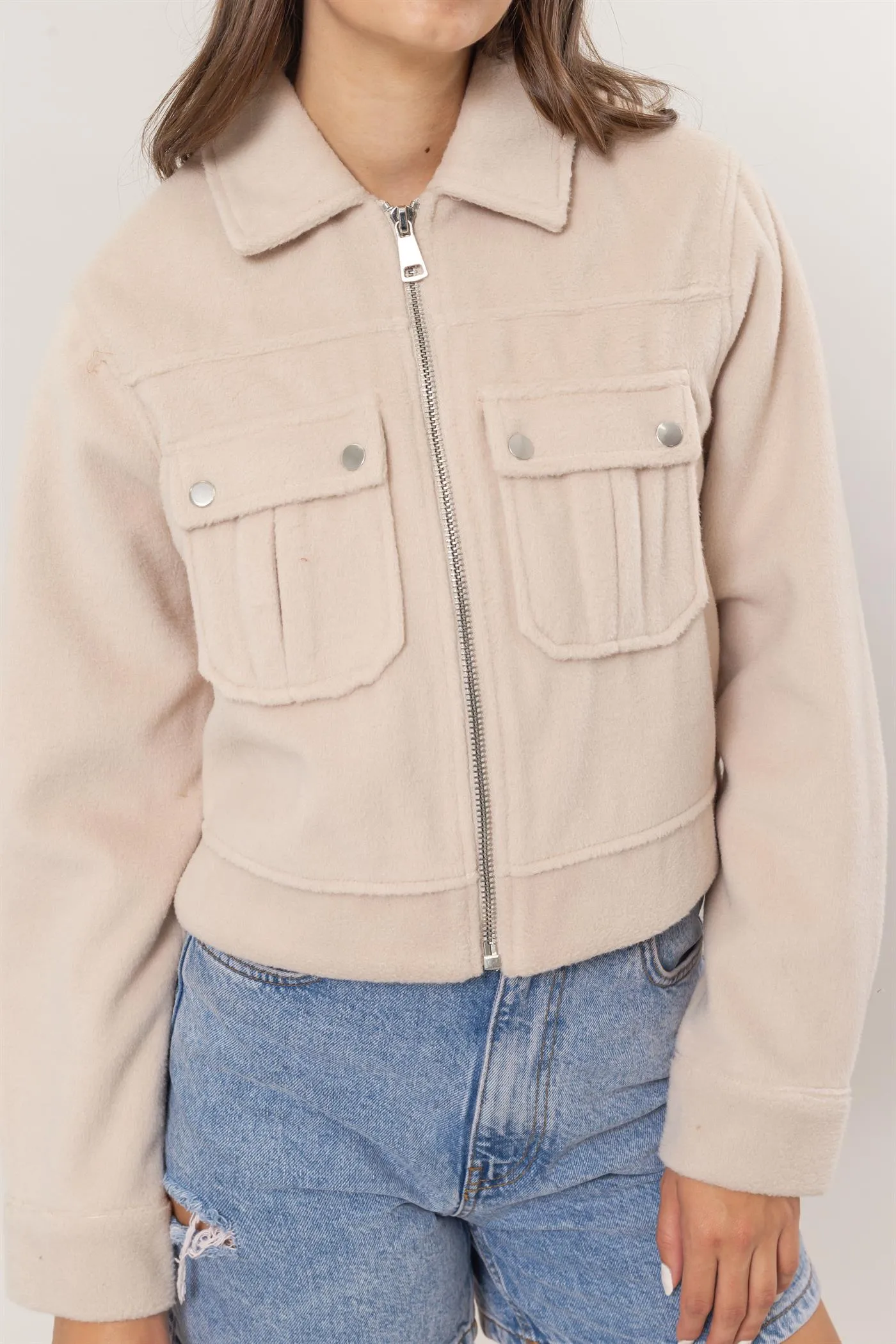 HF25A868-Wool-Like Brushed Short Jacket