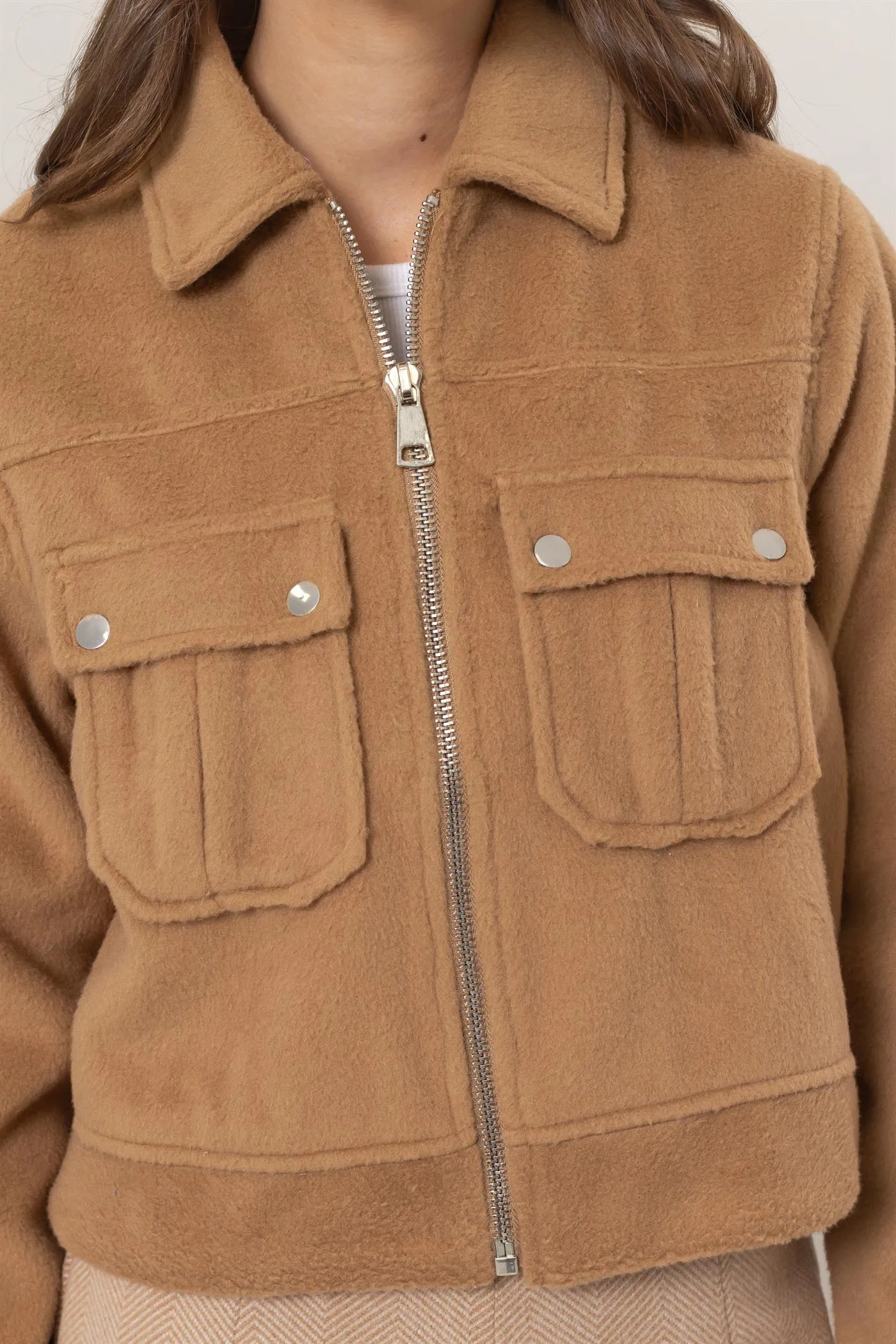 HF25A868-Wool-Like Brushed Short Jacket
