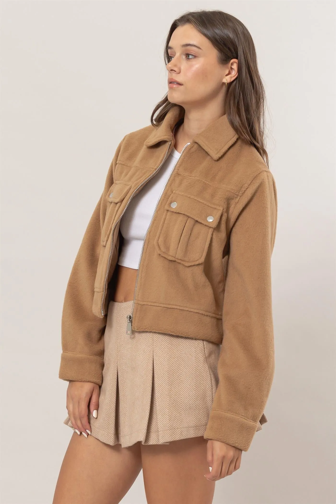 HF25A868-Wool-Like Brushed Short Jacket