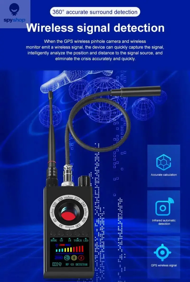 K19 Wireless RF Signal Detector Anti Wiretapping Mini GPS Camera Finder Tracker Hotel Anti Candid Camera Bug Scanner Security