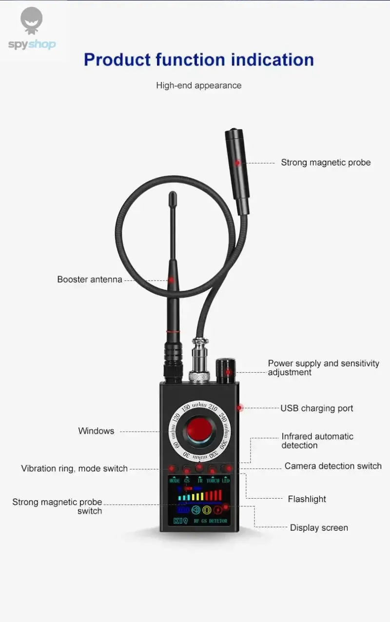 K19 Wireless RF Signal Detector Anti Wiretapping Mini GPS Camera Finder Tracker Hotel Anti Candid Camera Bug Scanner Security