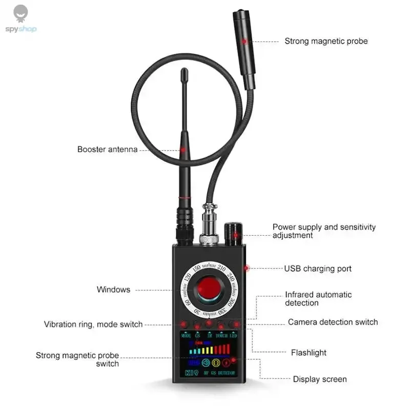 K19 Wireless RF Signal Detector Anti Wiretapping Mini GPS Camera Finder Tracker Hotel Anti Candid Camera Bug Scanner Security