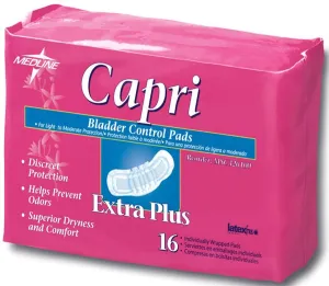 Medline Capri Bladder Control Pads: 3" X 10.5", 144 Count