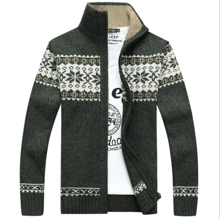 Men's Sweater Coat Jackets Zipper Thick Warm Knitwear Cardigan