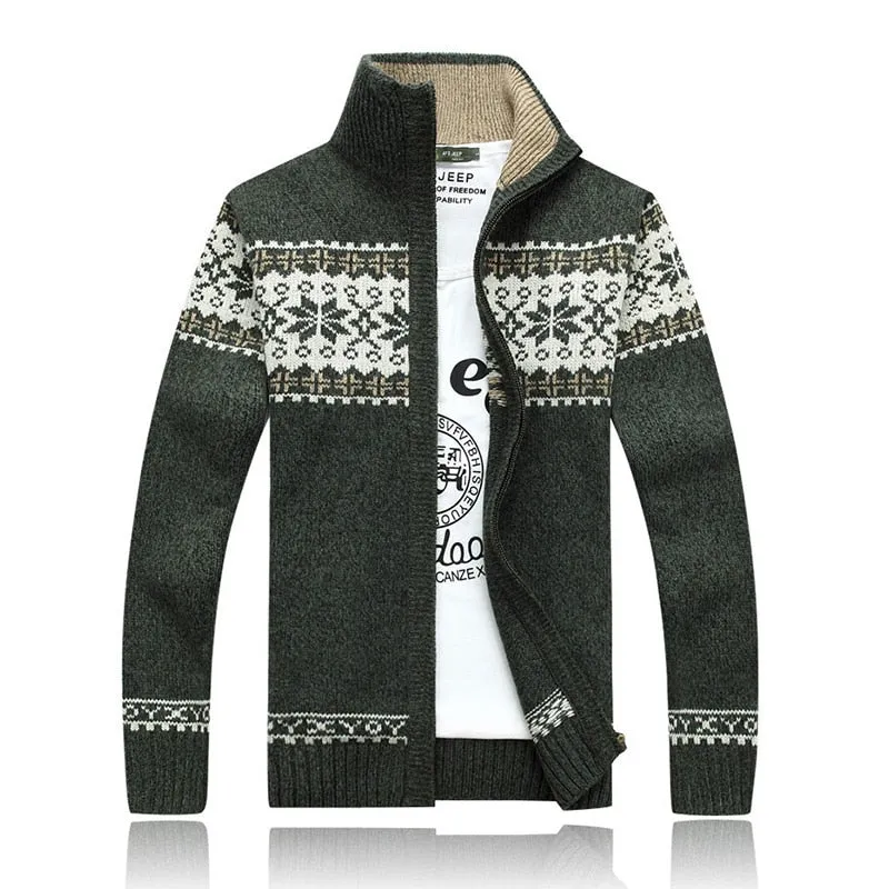 Men's Sweater Coat Jackets Zipper Thick Warm Knitwear Cardigan