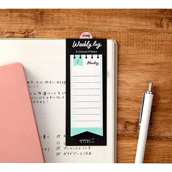 Midori Journal Sticky Notes - Weekly Log - Ribbon