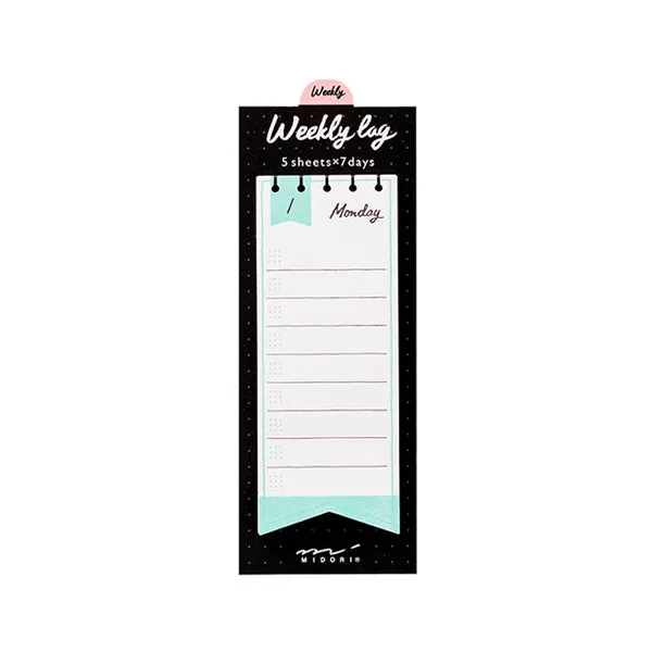 Midori Journal Sticky Notes - Weekly Log - Ribbon