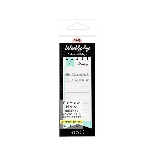 Midori Journal Sticky Notes - Weekly Log - Ribbon