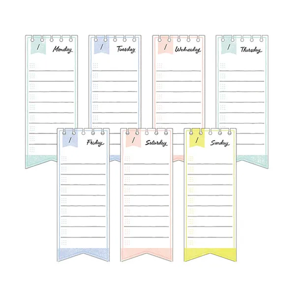 Midori Journal Sticky Notes - Weekly Log - Ribbon