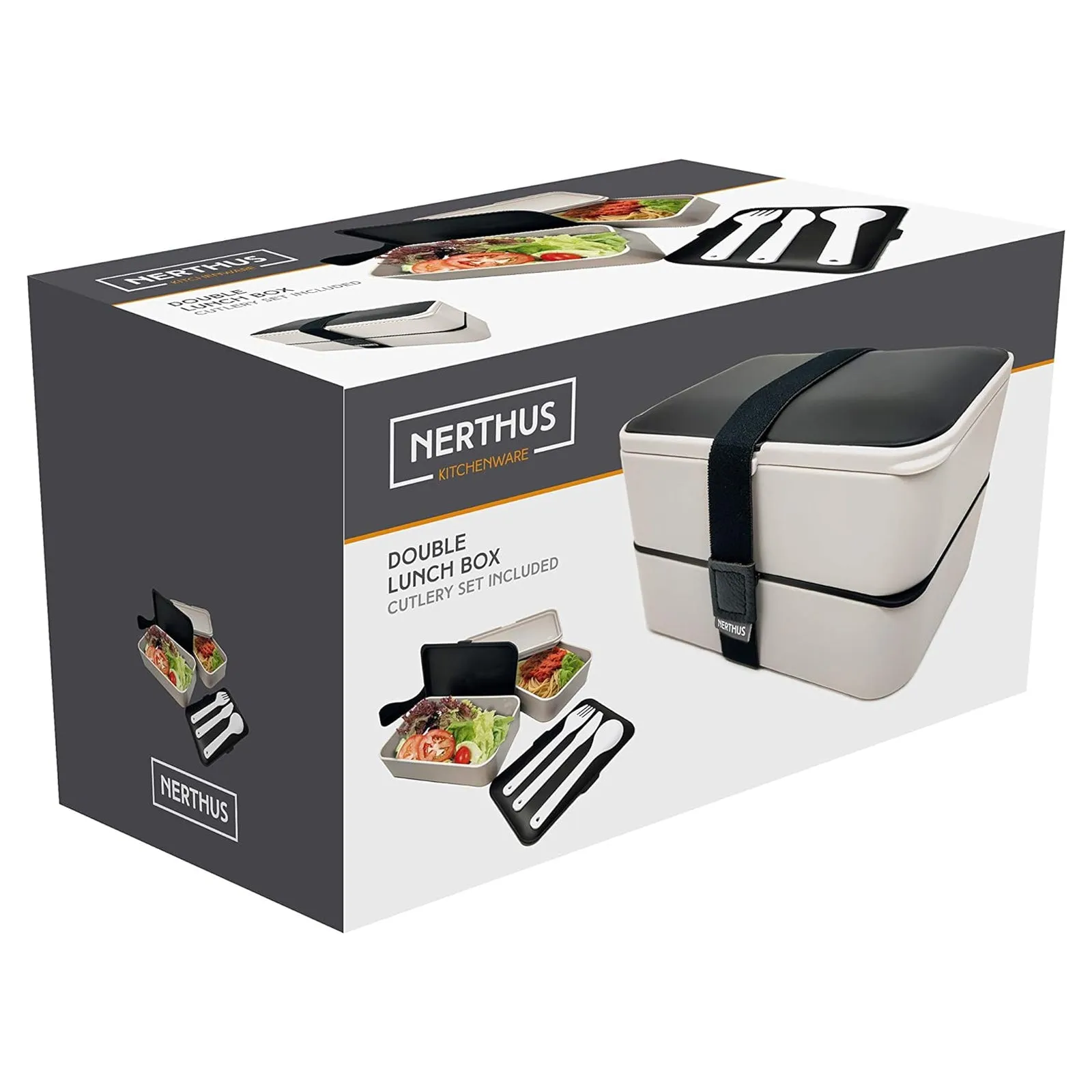 Nerthus Double Lunch Box With Cutlury
