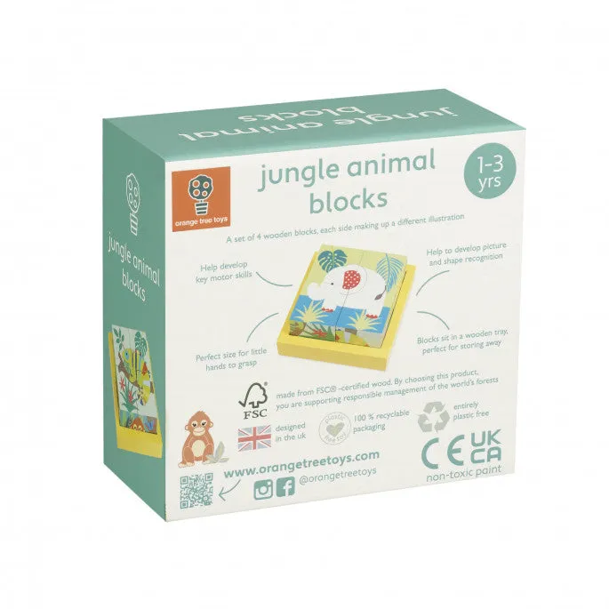 Orange Tree Toys Jungle Animal Blocks Wooden