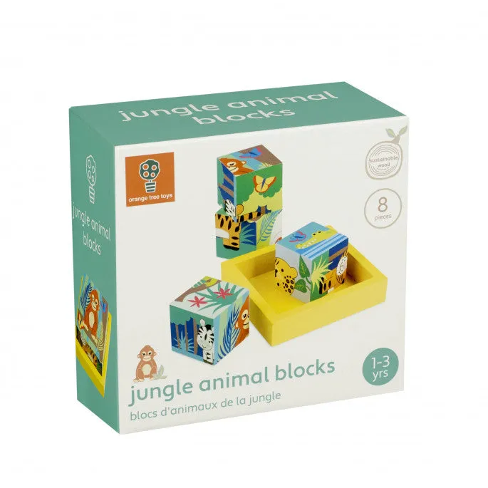 Orange Tree Toys Jungle Animal Blocks Wooden