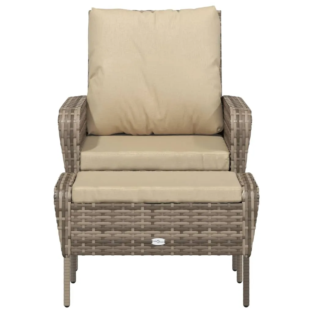 Patio Chair Patio Furniture Seating Lawn Chair with Stool Poly Rattan