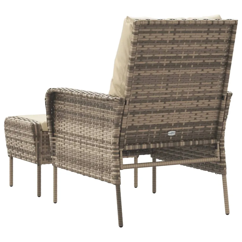 Patio Chair Patio Furniture Seating Lawn Chair with Stool Poly Rattan