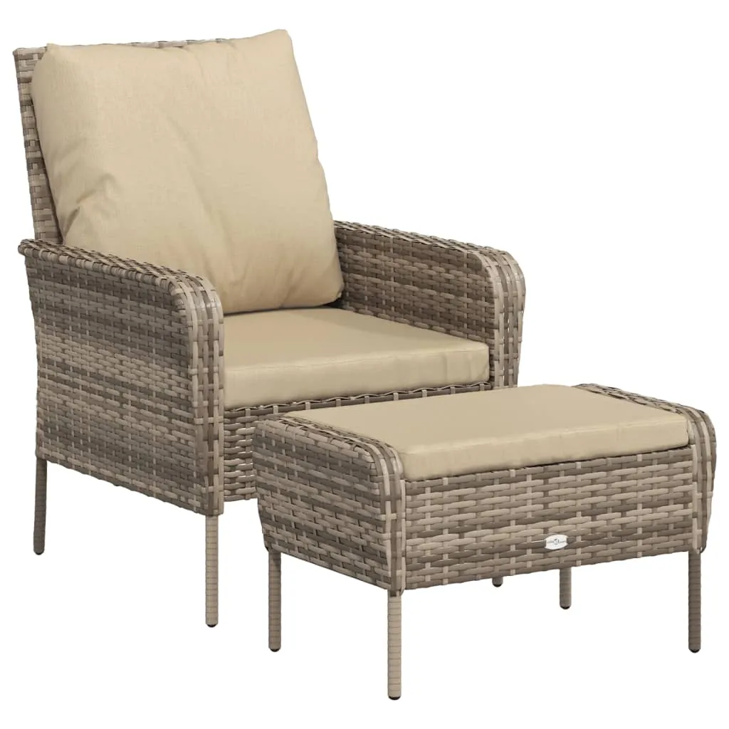 Patio Chair Patio Furniture Seating Lawn Chair with Stool Poly Rattan