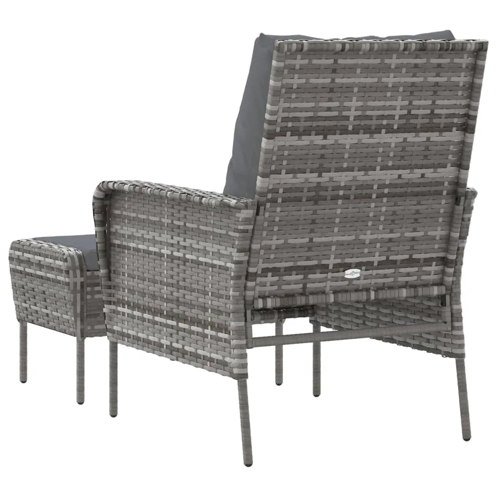 Patio Chair Patio Furniture Seating Lawn Chair with Stool Poly Rattan