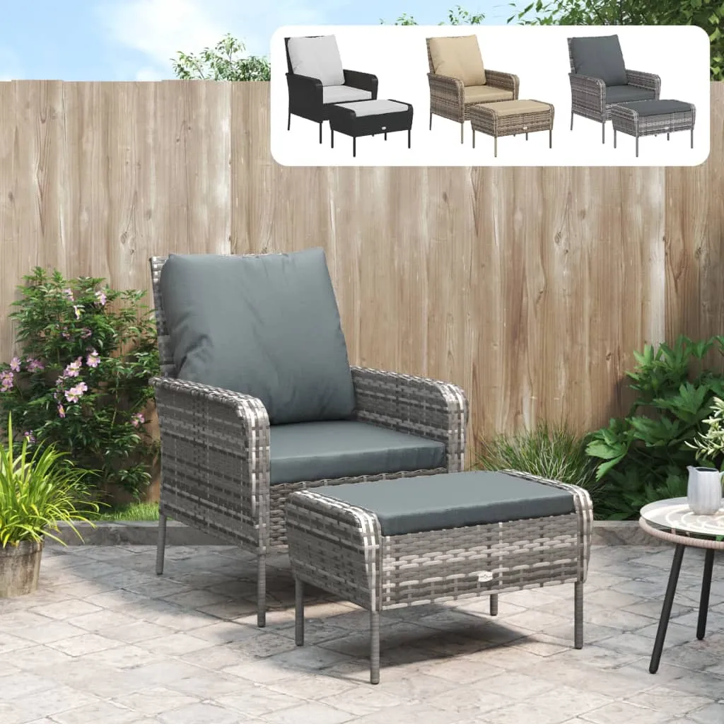 Patio Chair Patio Furniture Seating Lawn Chair with Stool Poly Rattan