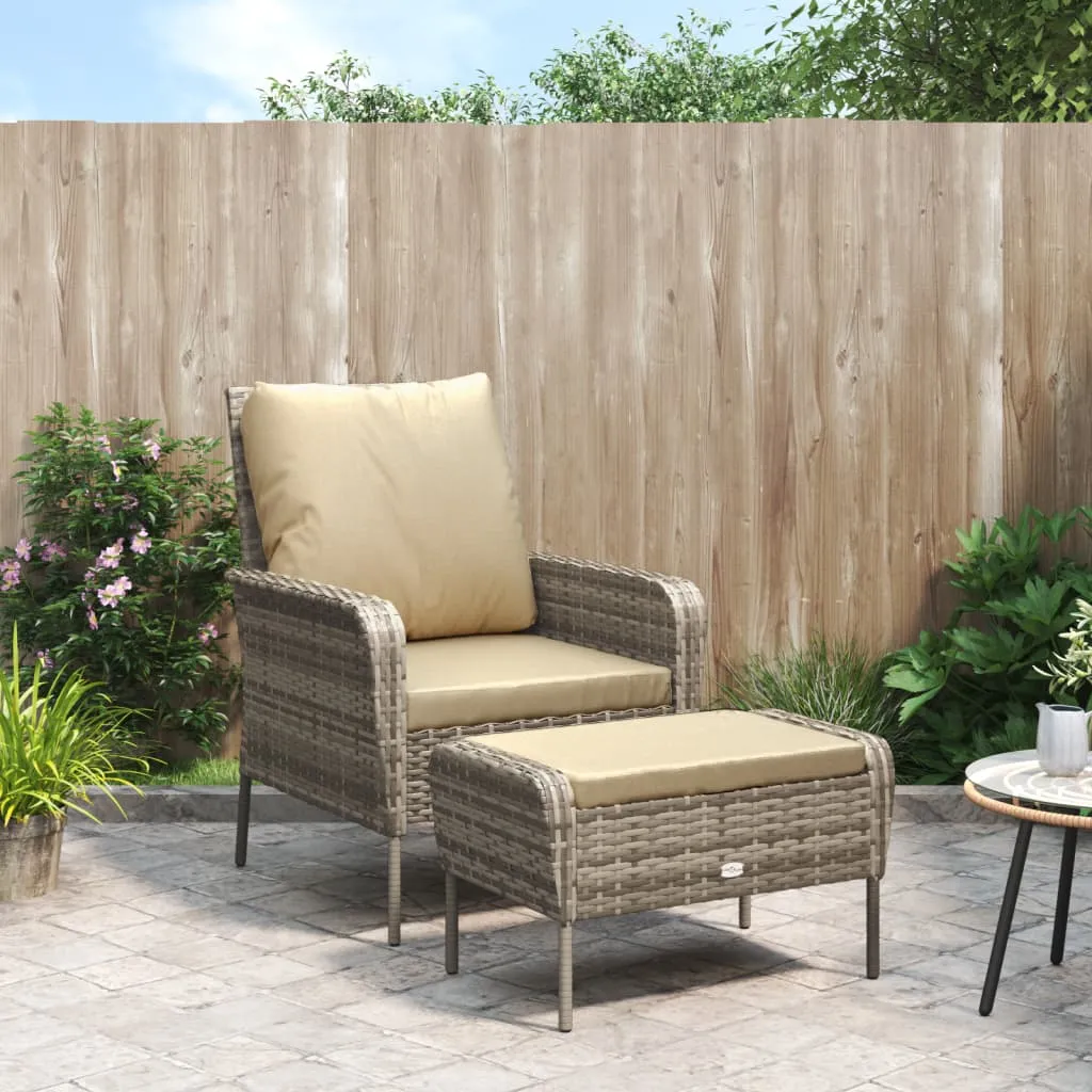 Patio Chair Patio Furniture Seating Lawn Chair with Stool Poly Rattan