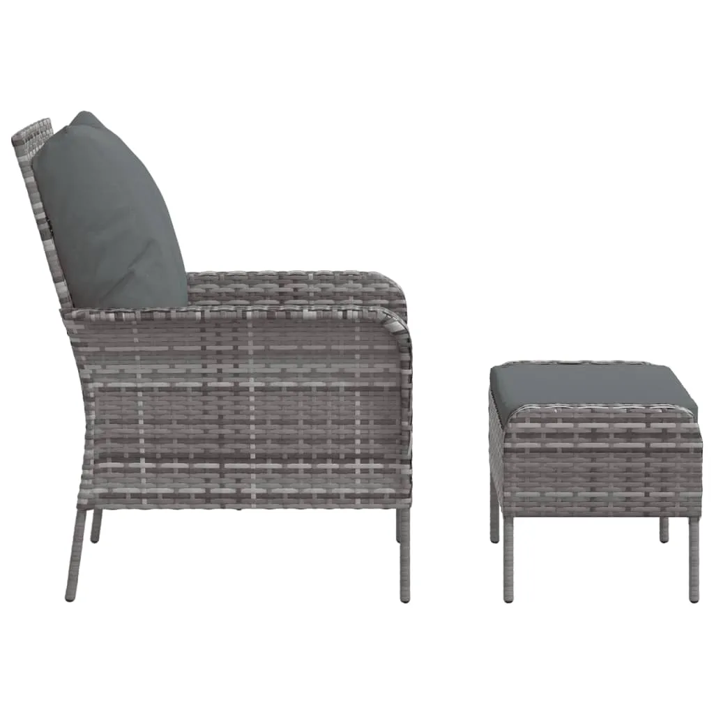 Patio Chair Patio Furniture Seating Lawn Chair with Stool Poly Rattan