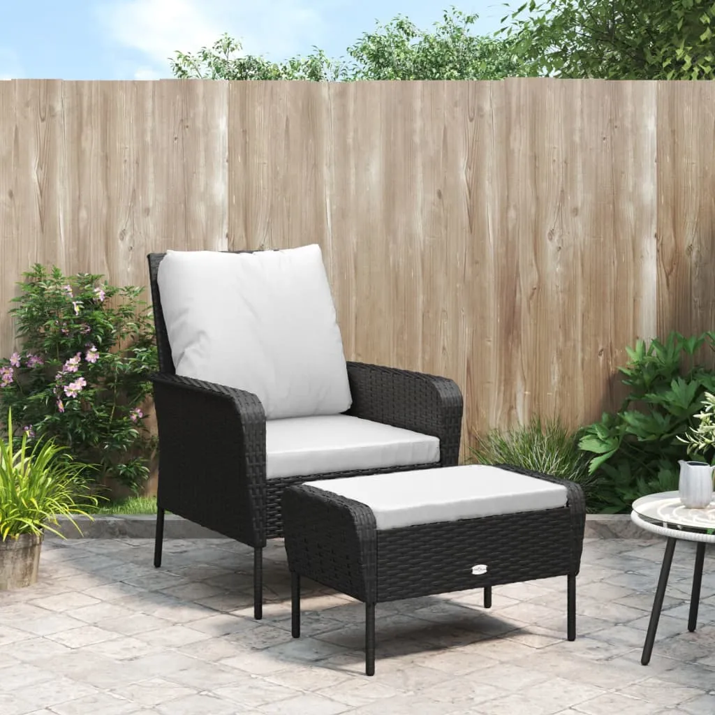 Patio Chair Patio Furniture Seating Lawn Chair with Stool Poly Rattan
