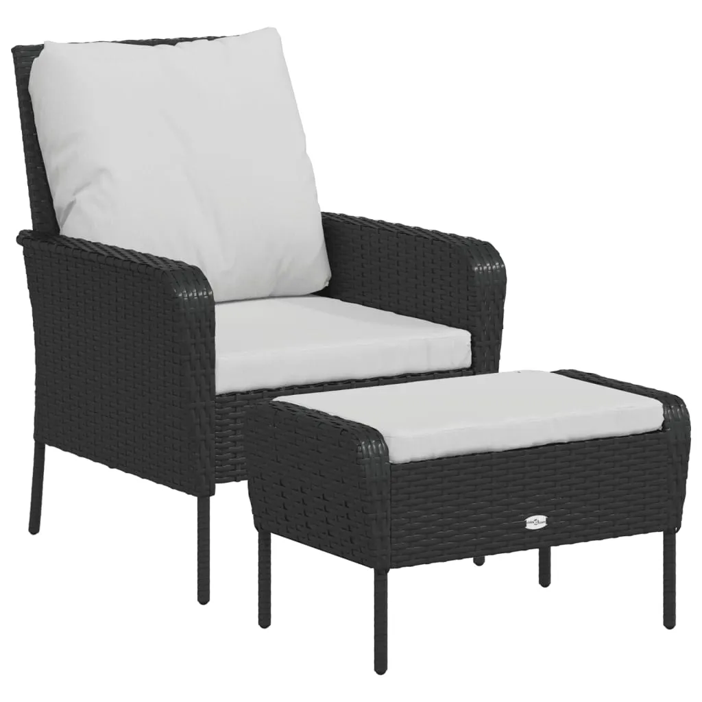 Patio Chair Patio Furniture Seating Lawn Chair with Stool Poly Rattan