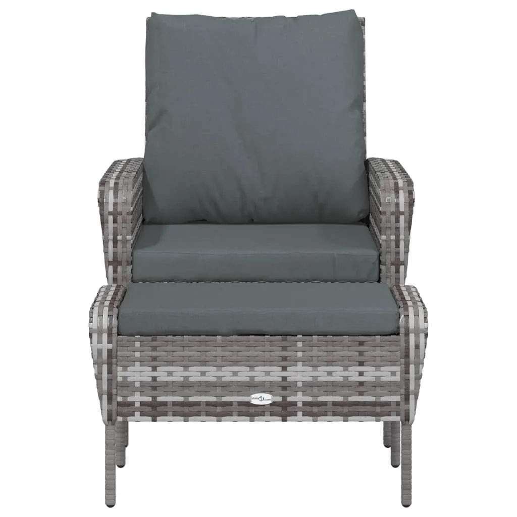 Patio Chair Patio Furniture Seating Lawn Chair with Stool Poly Rattan